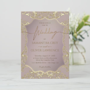 Blush Pink and Gold Wedding Invitation