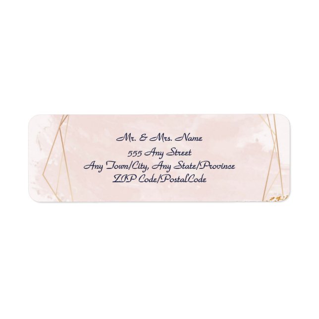Blush Pink and Gold Wedding Return Address (Front)
