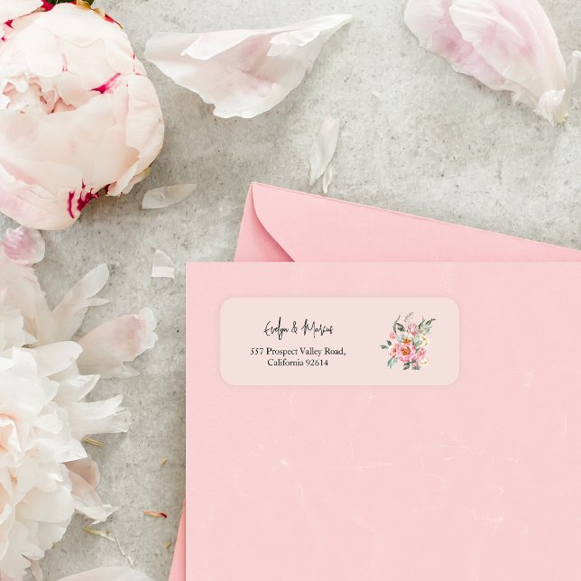Blush Pink and Gold Wedding Return Adress Label (Creator Uploaded)