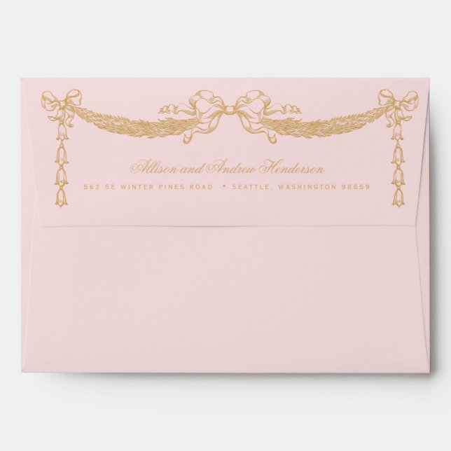 Blush Pink and Gold Wedding Swag Envelope (Back (Top Flap))