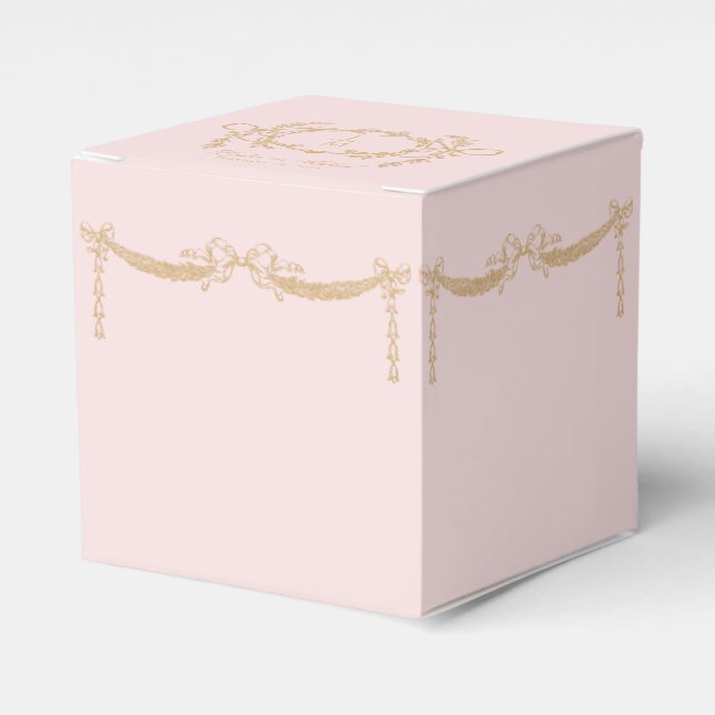 Blush Pink and Gold Wedding Swag Envelope Favour Box (Front Side)