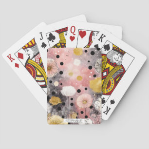 Blush Pink and Gold Wildflower Botanical Playing Cards