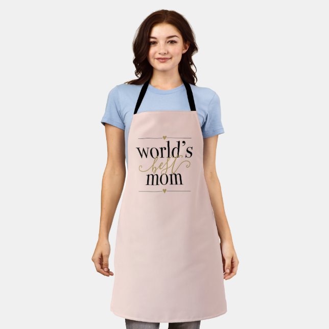 Blush Pink and Gold Worlds Best Mum Modern Elegant Apron (Worn)
