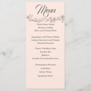 Blush Pink and Gray Wedding Menu