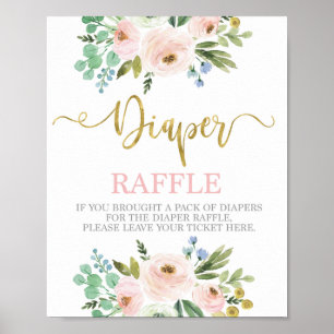 Blush pink and greenery Diaper Raffle sign