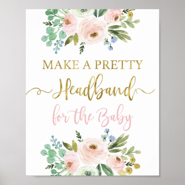 Blush pink and greenery headband sign (Front)
