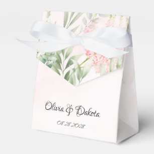 Blush Pink and Greenery Leaves Chic Wedding Favour Box