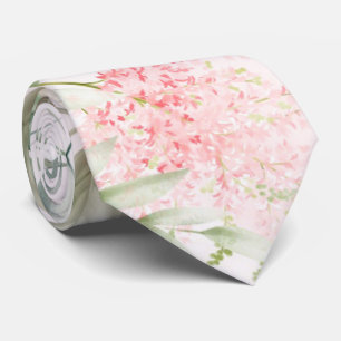 Blush Pink and Greenery Leaves Chic Wedding Groom Tie