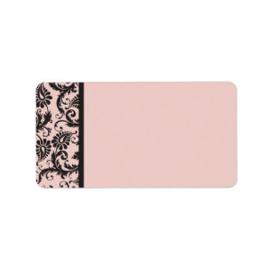 Blush Pink and Grey Damask Address Label Blank
