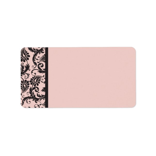 Blush Pink and Grey Damask Address Label Blank (Front)
