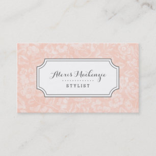 Blush Pink and Grey Vintage Floral Print Business Card