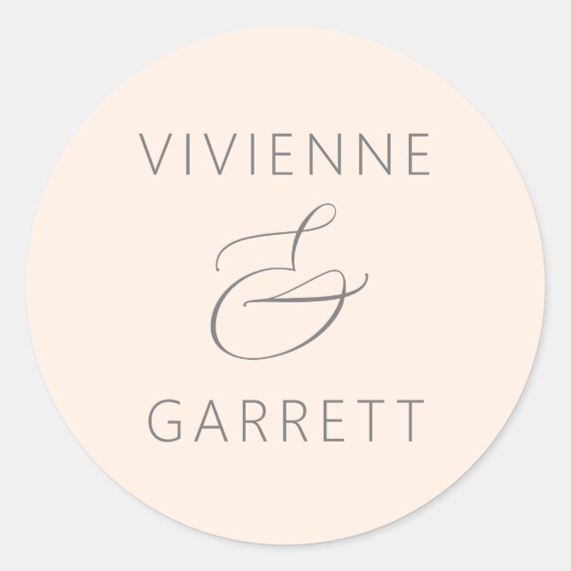 Blush Pink and Grey Wedding Envelope Seals (Front)