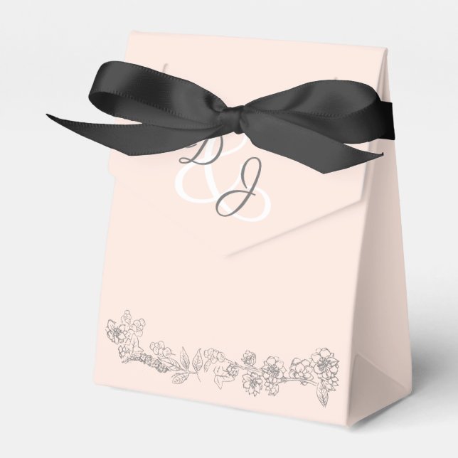 Blush Pink and Grey Wedding Favour Box (Front Side)