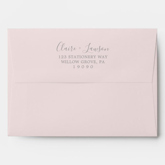 Blush Pink and Grey Wedding Invitation Envelope (Back (Top Flap))