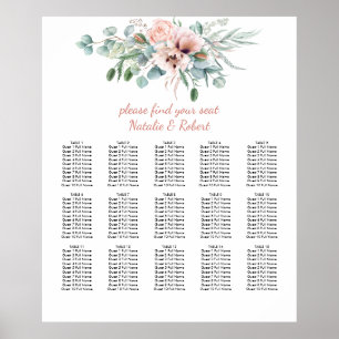 Blush Pink and Ivory Floral Seating Chart