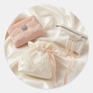 Blush Pink and Ivory Lace Wedding Favor Sticker