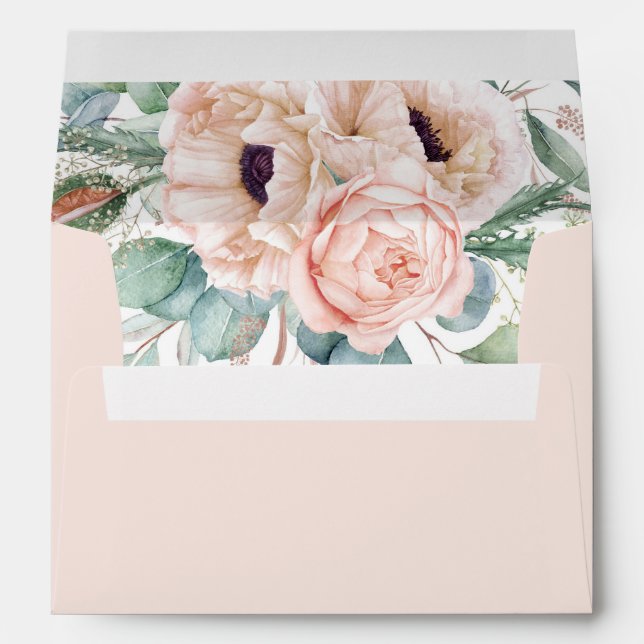 Blush Pink and Ivory Watercolor Floral Envelope (Back (Bottom))