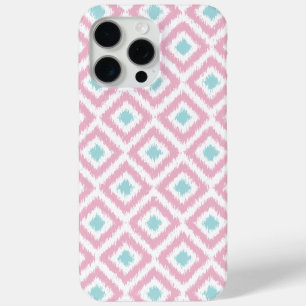 Blush Pink and Mint Diamond Ikat Pattern iPhone 15 Pro Max Case