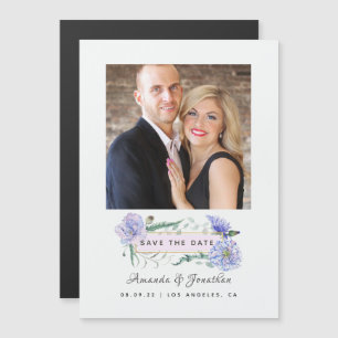 Blush Pink and Mint Floral Wedding Save the Date Magnetic Invitation