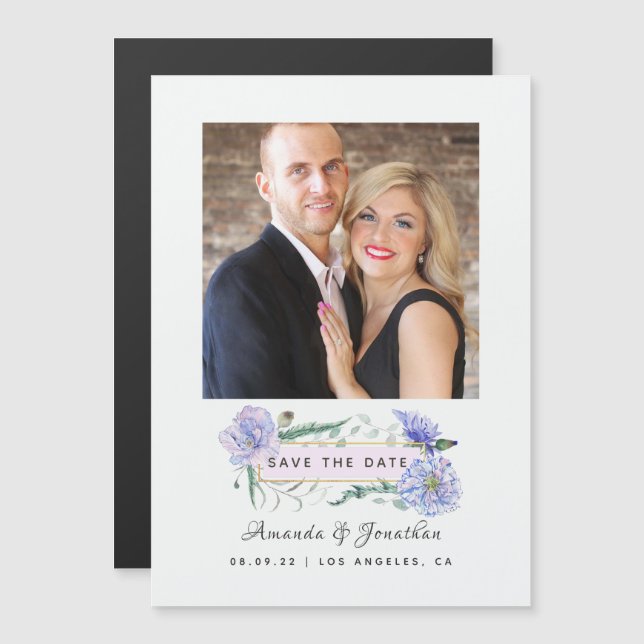 Blush Pink and Mint Floral Wedding Save the Date Magnetic Invitation (Front/Back)