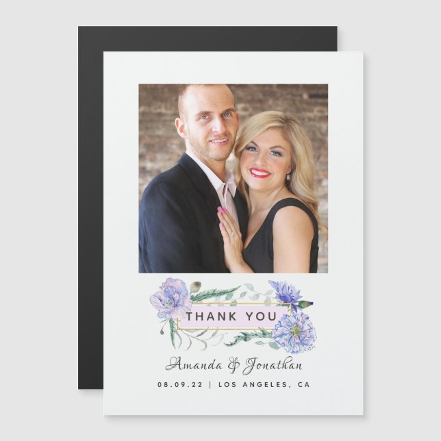Blush Pink and Mint Geometric Floral Wedding Magnetic Invitation (Front/Back)