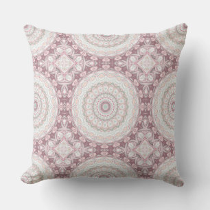 Blush Pink and Mint Mandala Pattern Design Cushion