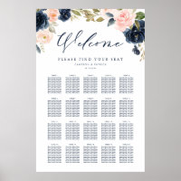 Blush Pink and Navy Blue Floral Wedding Seating