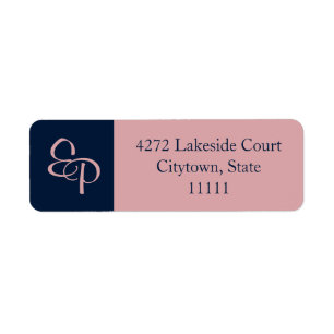 Blush Pink and Navy Couple Monogram Label