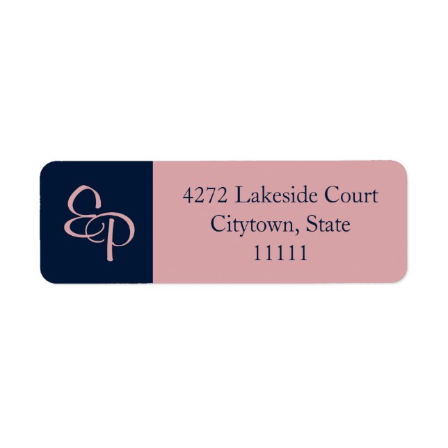 Blush Pink and Navy Couple Monogram Label (Front)