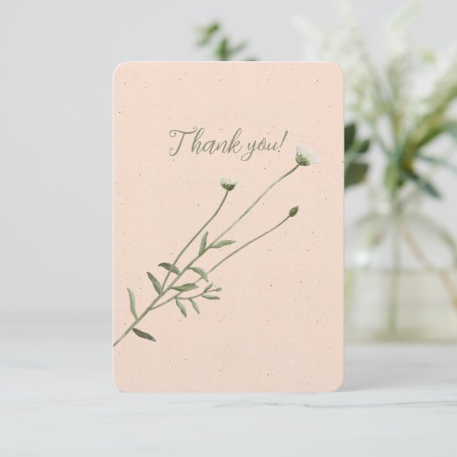 Blush Pink and One Single Daisy Thank You Card (Standing Front)