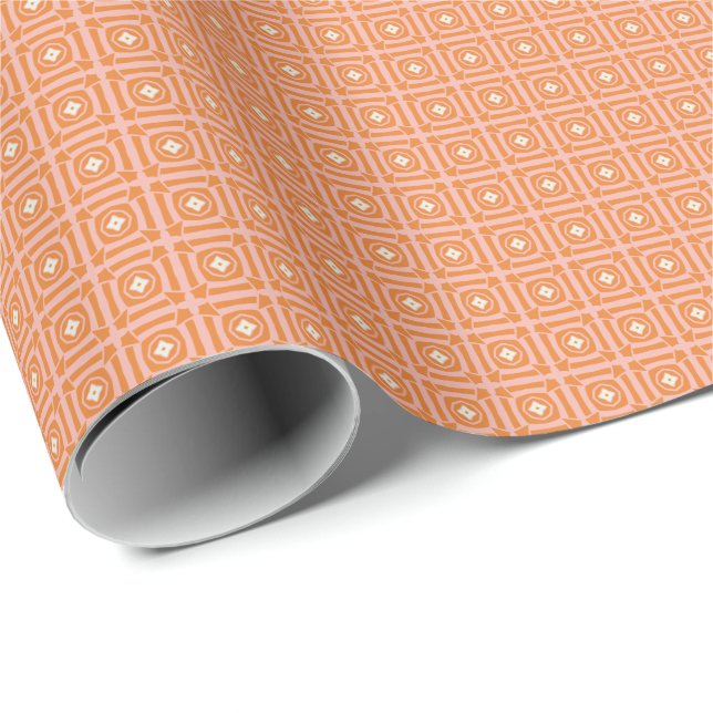 Blush Pink and Orange Flared Square Wrapping Paper (Roll Corner)