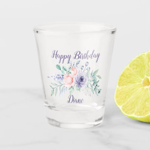 Blush Pink and Purple Floral Special Occasion Shot Glass