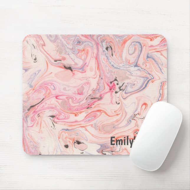 Blush Pink and Purple Marbling Mouse Mat (With Mouse)