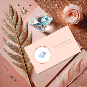 Blush Pink and Rose Gold Diamond Wedding Planner Business Card