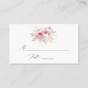 Blush Pink and Rose Gold Floral and Lace Wedding Place Card