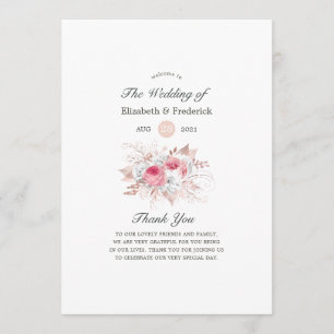 Blush Pink and Rose Gold Floral and Lace Wedding Programme