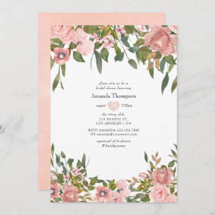 Blush Pink and Rose Gold Floral Bridal Shower Invitation
