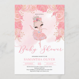 Blush pink and rose gold floral tutu Baby Shower Invitation