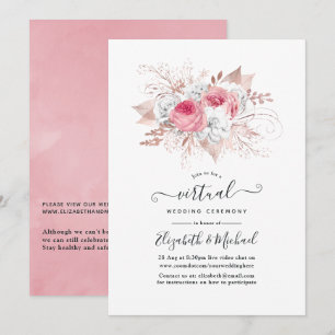 Blush Pink and Rose Gold Floral Virtual Wedding Invitation