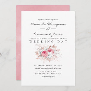 Blush Pink and Rose Gold Floral Wedding invitation