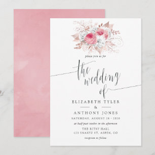 Blush Pink and Rose Gold Floral Wedding invitation