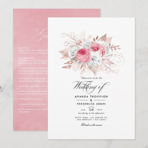 Blush Pink and Rose Gold Floral Wedding invitation