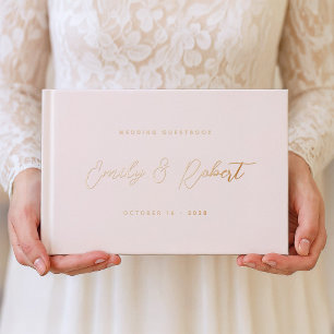 Blush Pink and Rose Gold Photo Wedding Guest Book