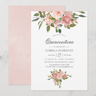 Blush Pink and Rose Gold Quinceañera Invitation
