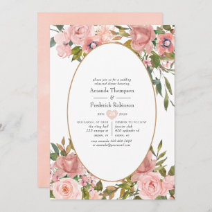 Blush Pink and Rose Gold Rehearsal Dinner Invitation