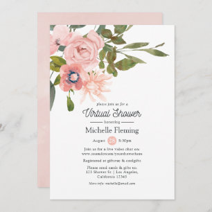 Blush Pink and Rose Gold Virtual Shower Invitation