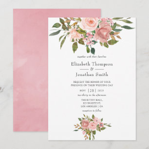 Blush Pink and Rose Gold Wedding Invitation
