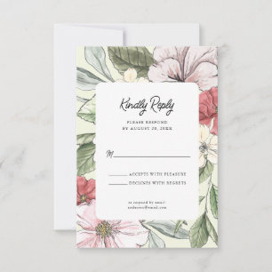 Blush Pink and Sage Fall Floral Wedding RSVP Card