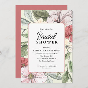 Blush Pink and Sage Fall Flowers Bridal Shower Invitation
