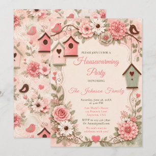 Blush Pink and Sage Green Housewarming Invitation